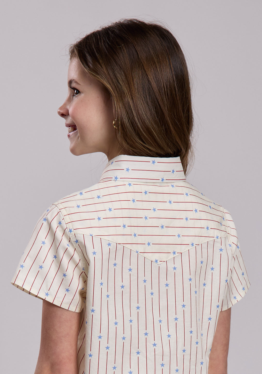 GIRLS ROPER STARS AND STRIPES PRINT SHORT SLEEVE SHIRT