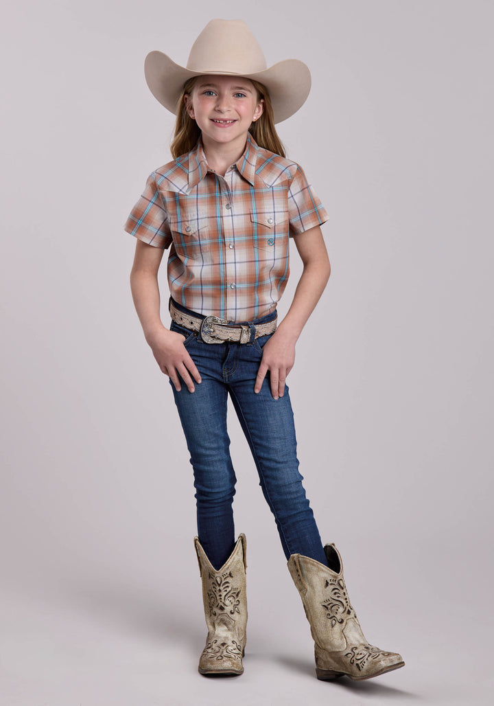 GIRLS ROPER SALTILLO PLAID SHORT SLEEVE SHIRT