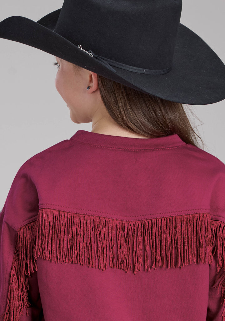 GIRLS COTTON FLEECE SWEATSHIRT LONG SLEEVE PULLOVER WESTERN SHIRT
