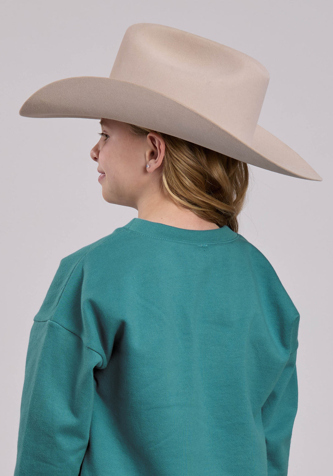 GIRLS LONG SLEEVE PULLOVER TURQUOISE COTTON FLEECE SWEATSHIRT WESTERN SHIRT
