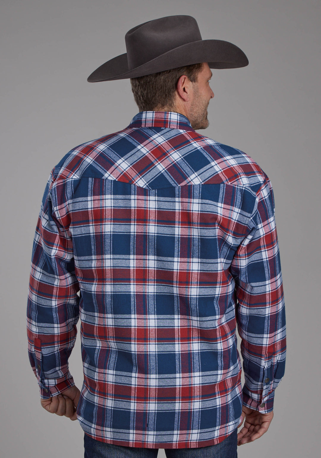 MENS SHERPA LINED FLANNEL SHIRT SNAP JACKET