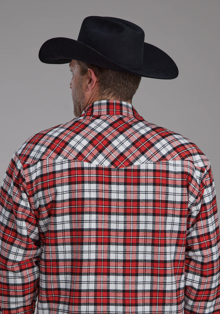 MENS SHERPA LINED FLANNEL SHIRT SNAP JACKET