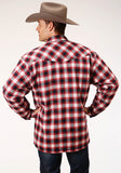 MENS LONG SLEEVE SNAP SHERPA LINED FLANNEL SHIRT JACKET