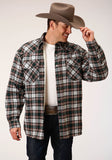 MENS LONG SLEEVE SNAP SHERPA LINED FLANNEL SHIRT JACKET