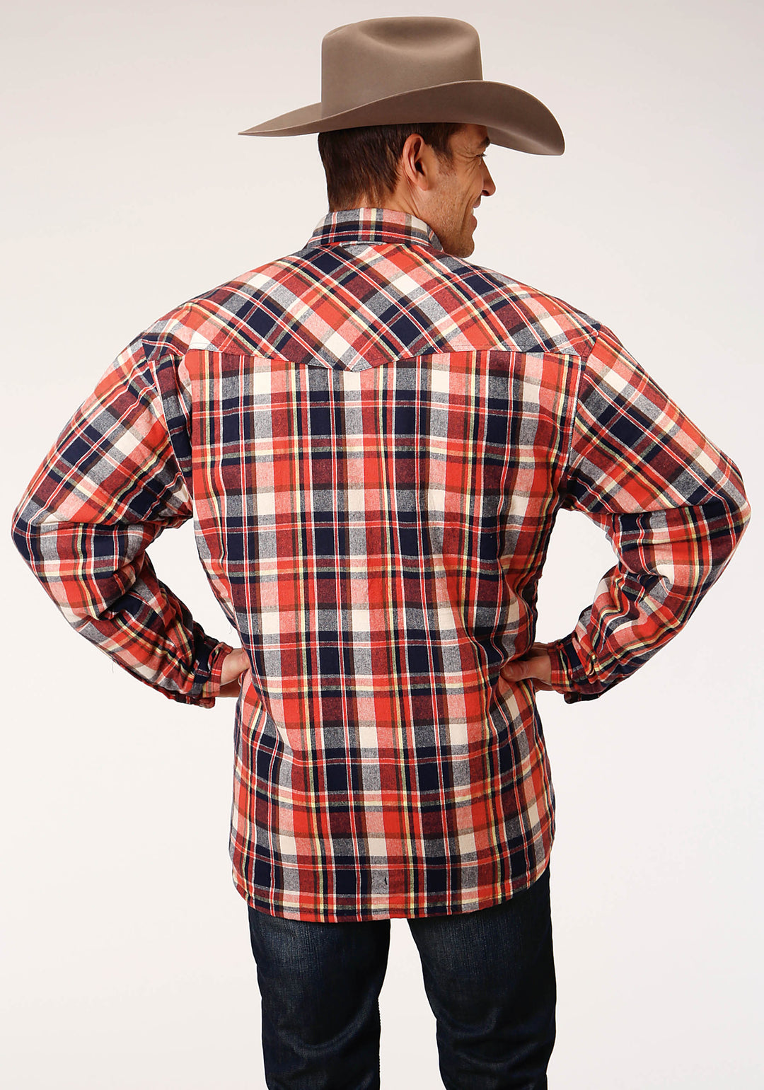 MENS LONG SLEEVE SNAP SHERPA LINED FLANNEL SHIRT JACKET