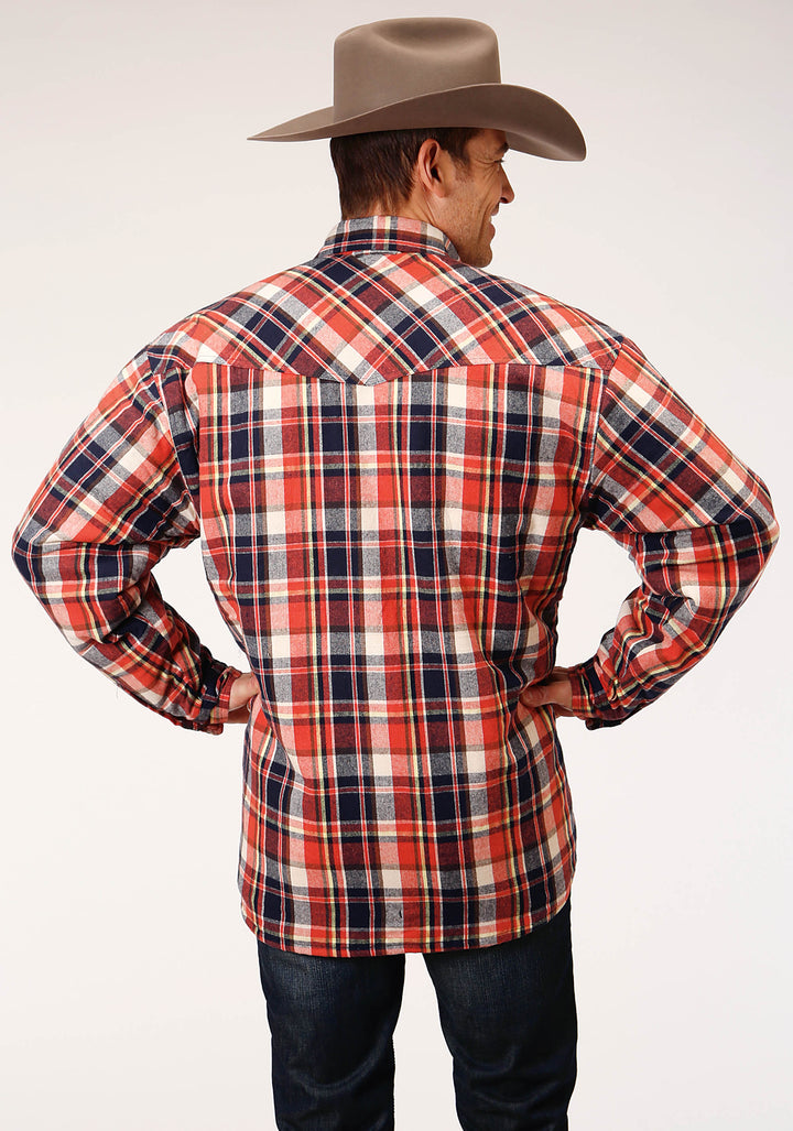 MENS LONG SLEEVE SNAP SHERPA LINED FLANNEL SHIRT JACKET