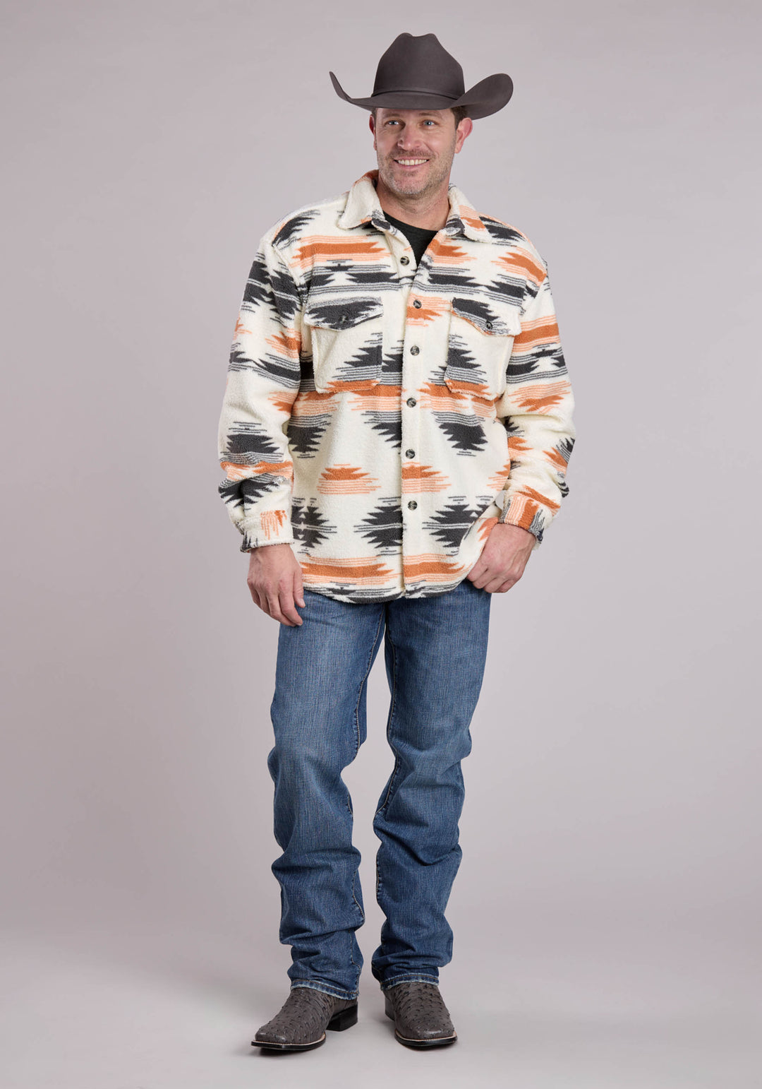 MENS ROPER WARM AZTEC FLEECE SHIRT JACKET