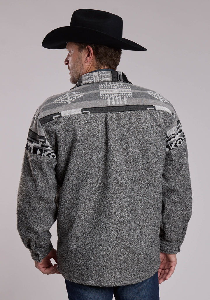 MENS ROPER GREY AND CHARCOAL AZTEC WESTERN SHIRT-JAC