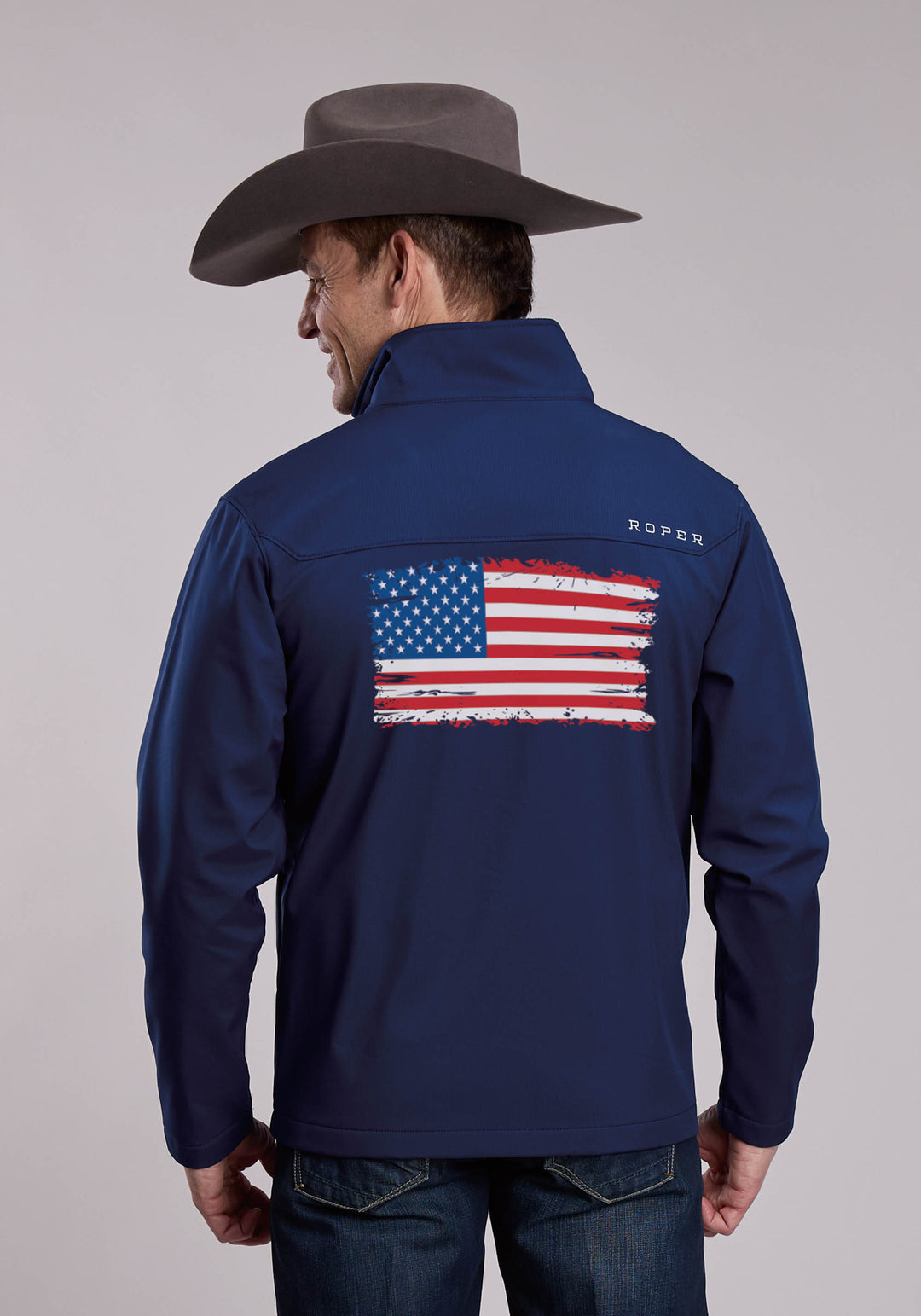 MENS ROPER WINDOWPANE BLACK FLEECE WESTERN JACKET