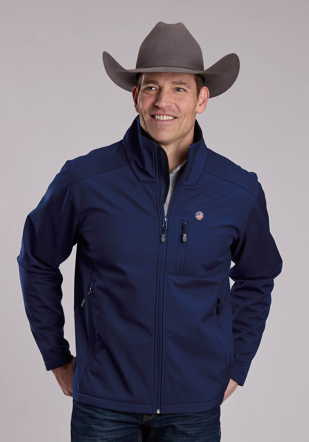 MENS ROPER WINDOWPANE BLACK FLEECE WESTERN JACKET