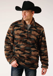 MENS CAMO PRINT POLAR FLEECE PULLOVER Roper Apparel Footwear