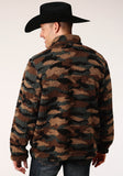 MENS CAMO PRINT POLAR FLEECE PULLOVER