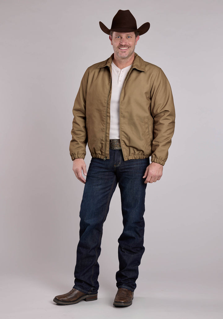 MENS JACKET ZIPPER CANVAS ZIP FRONT WESTERN JACKET