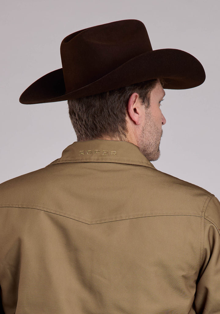 MENS JACKET ZIPPER CANVAS ZIP FRONT WESTERN JACKET