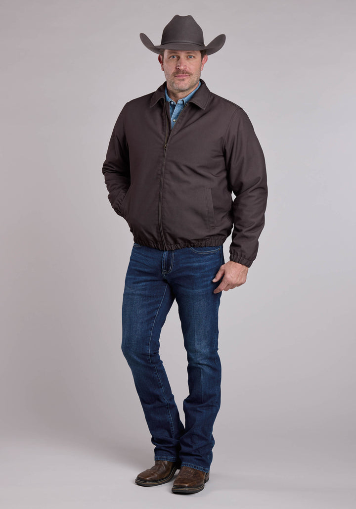 MENS JACKET ZIPPER CANVAS ZIP FRONT WESTERN JACKET