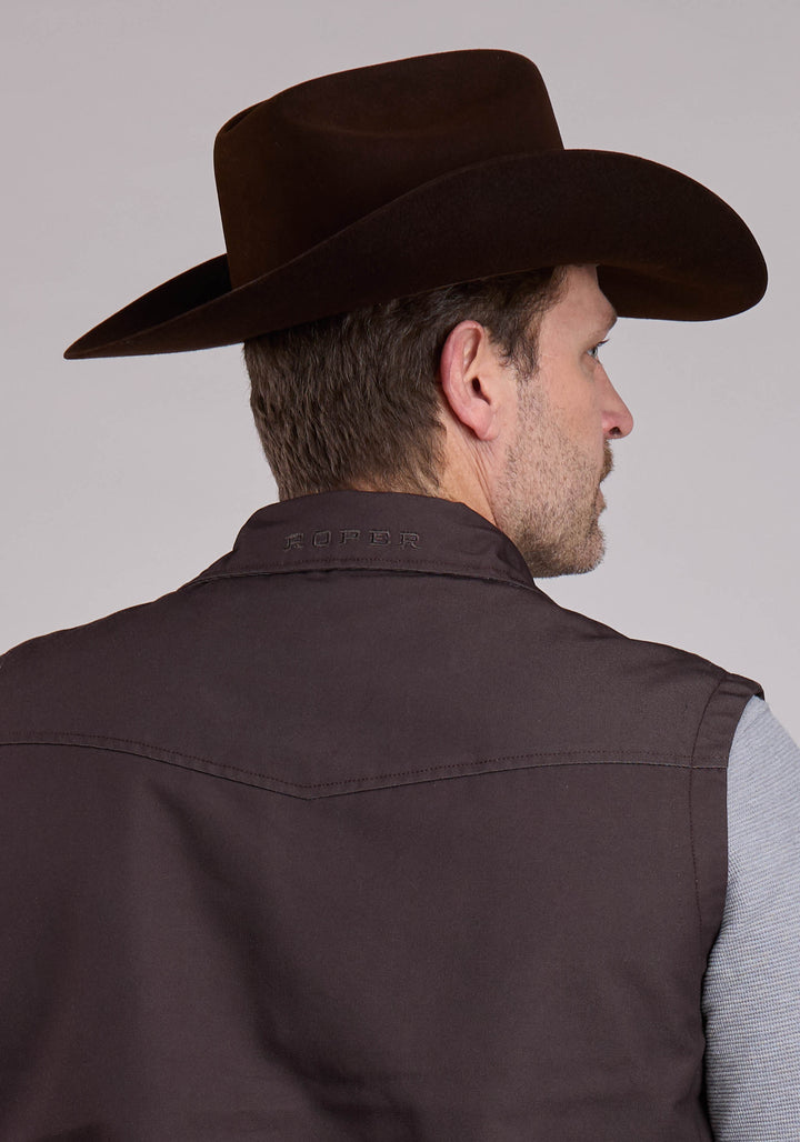 MENS VEST ZIPPER CANVAS ZIP FRONT WESTERN VEST