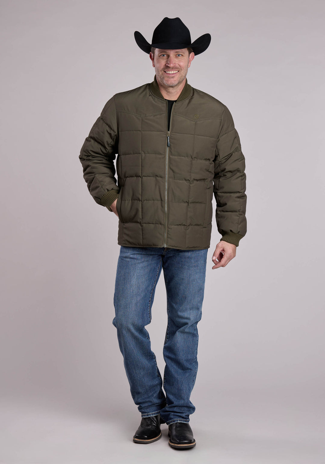 MENS JACKET ZIPPER PERFORMANCE CANVAS QUILTED WESTERN JACKET