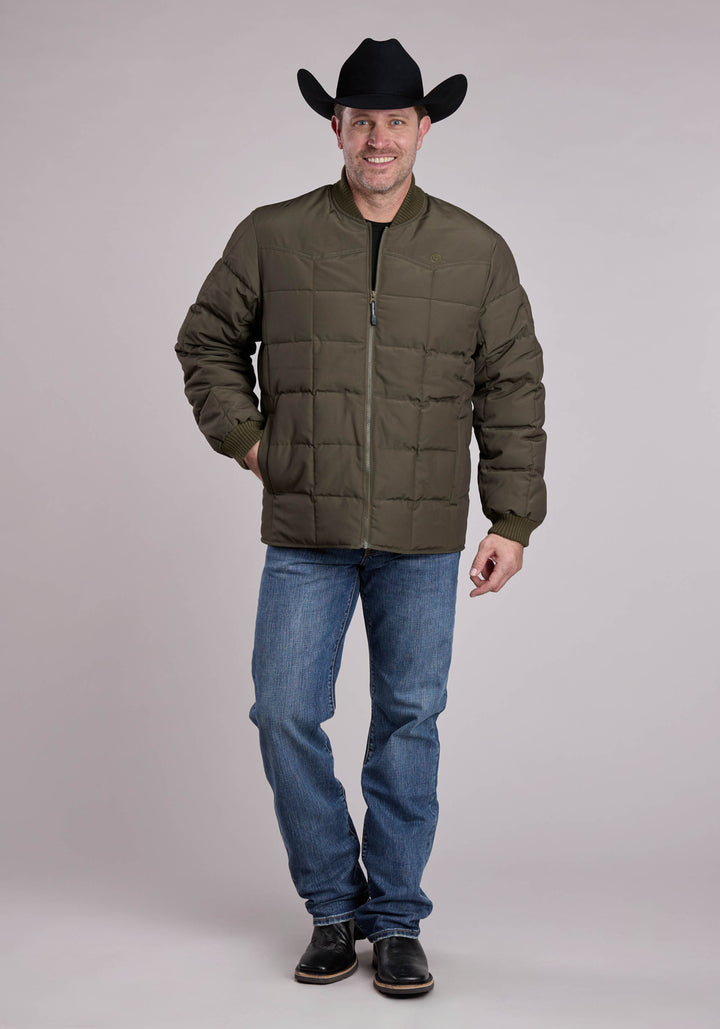 MENS JACKET ZIPPER PERFORMANCE CANVAS QUILTED WESTERN JACKET