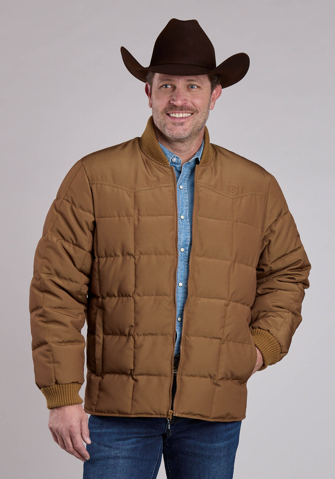 MENS JACKET ZIPPER PERFORMANCE CANVAS QUILTED WESTERN JACKET