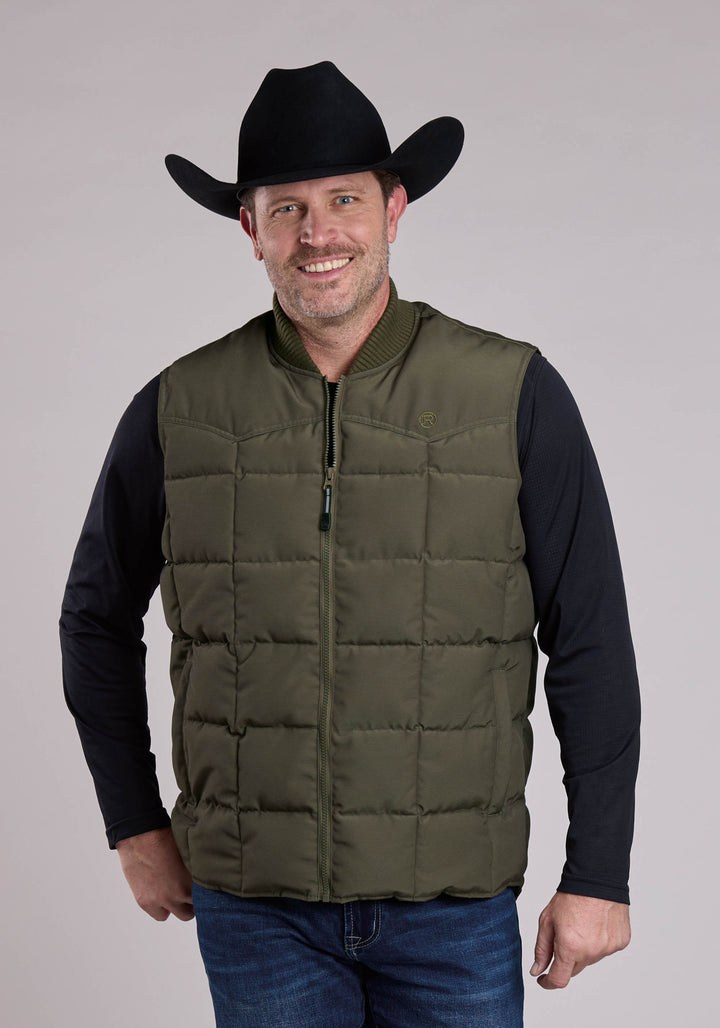 MENS VEST ZIPPER PERFORMANCE CANVAS QUILTED WESTERN VEST