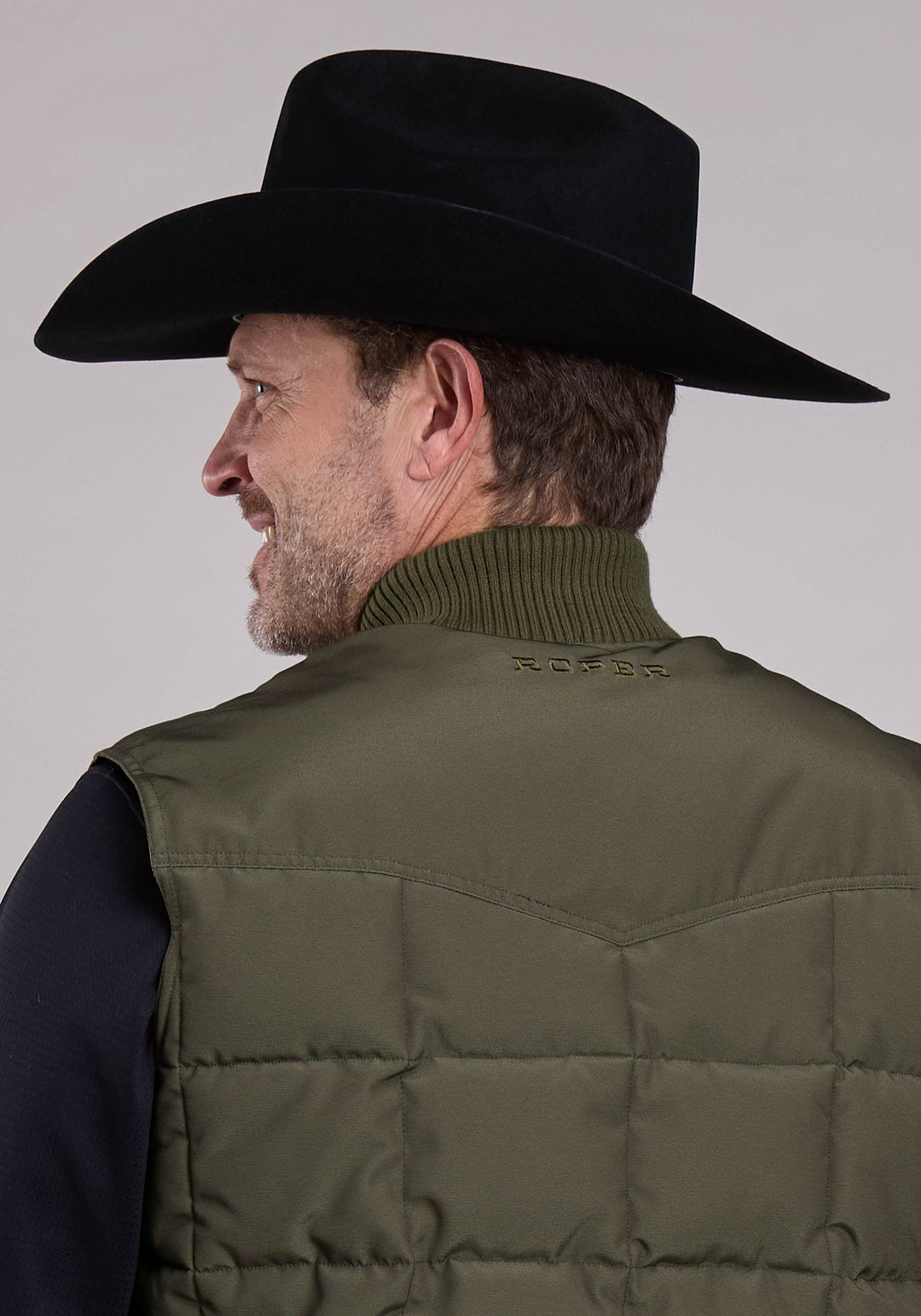 MENS VEST ZIPPER PERFORMANCE CANVAS QUILTED WESTERN VEST