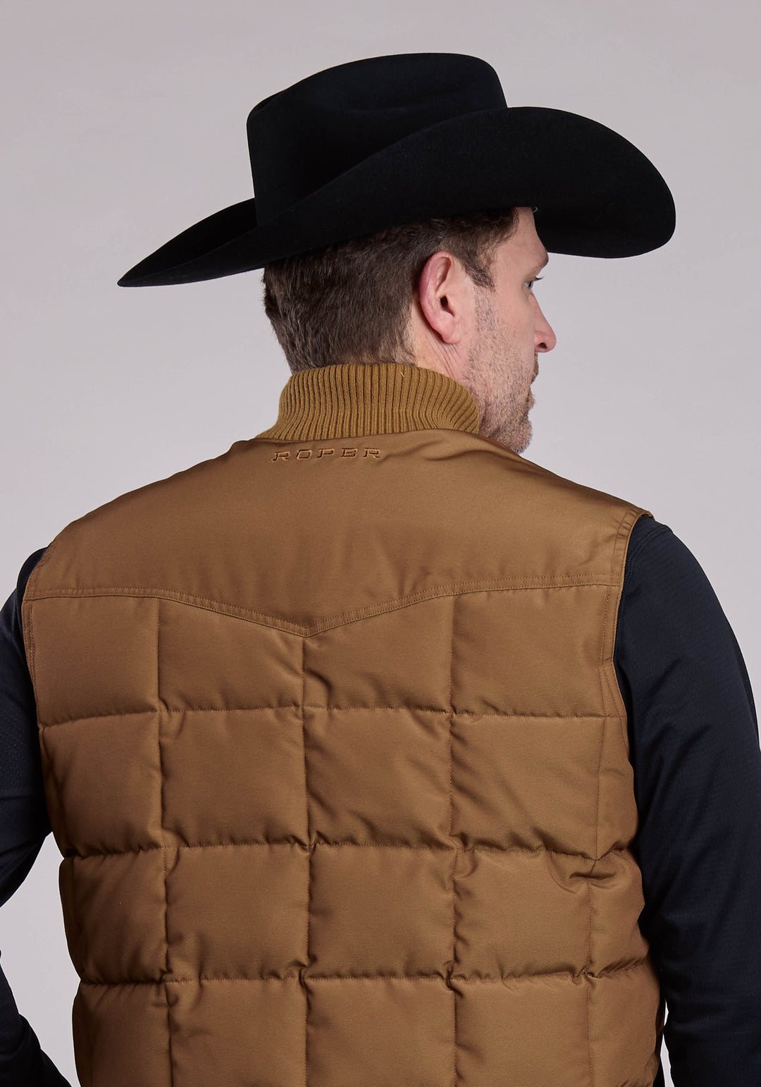 MENS VEST ZIPPER PERFORMANCE CANVAS QUILTED JACKET WESTERN VEST