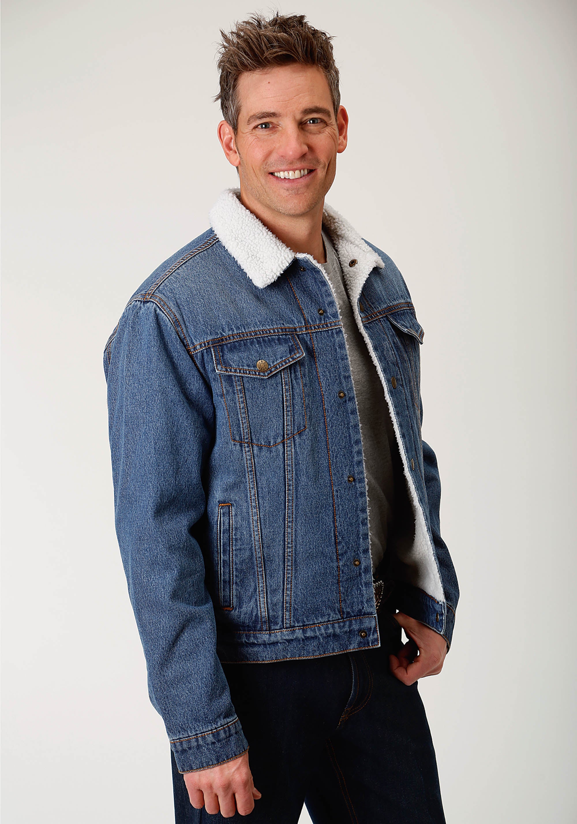 Mens Blue With Sherpa Lining Denim Jacket – Roper Apparel & Footwear