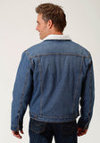 MENS BLUE WITH SHERPA LINING DENIM JACKET