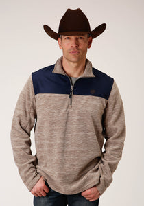 MENS BROWN MICRO FLEECE PULLOVER