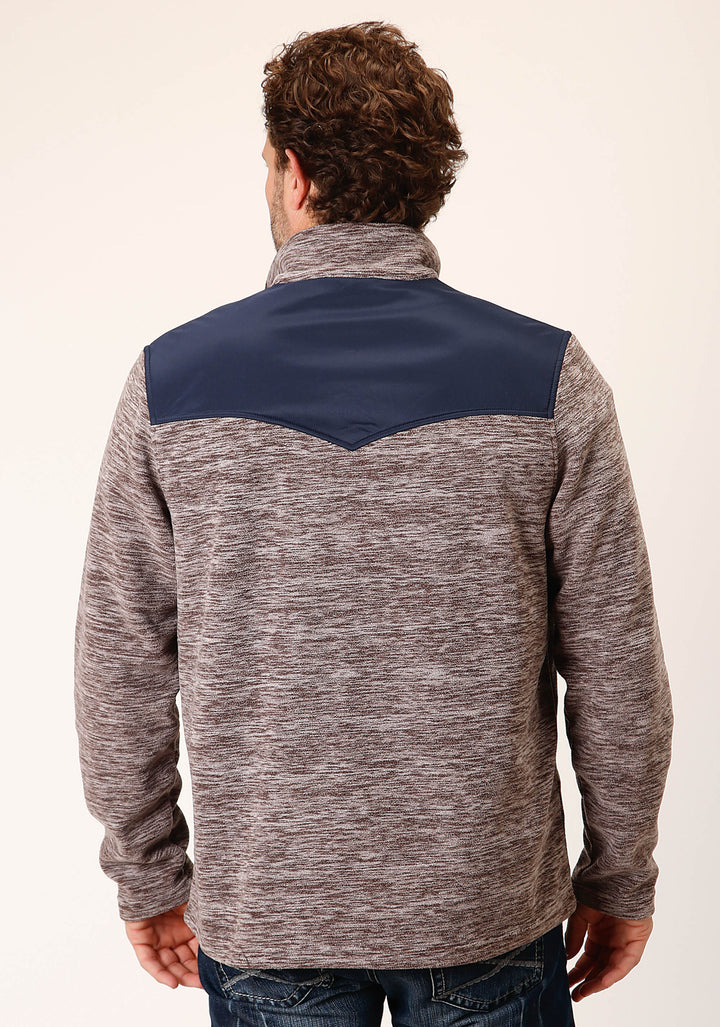 MENS HTHR CHOCOLATE MICRO FLEECE PULLOVER