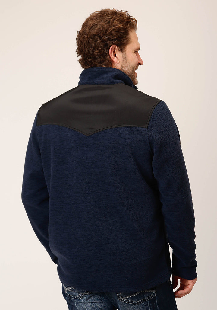 MENS HTHR NAVY MICRO FLEECE PULLOVER