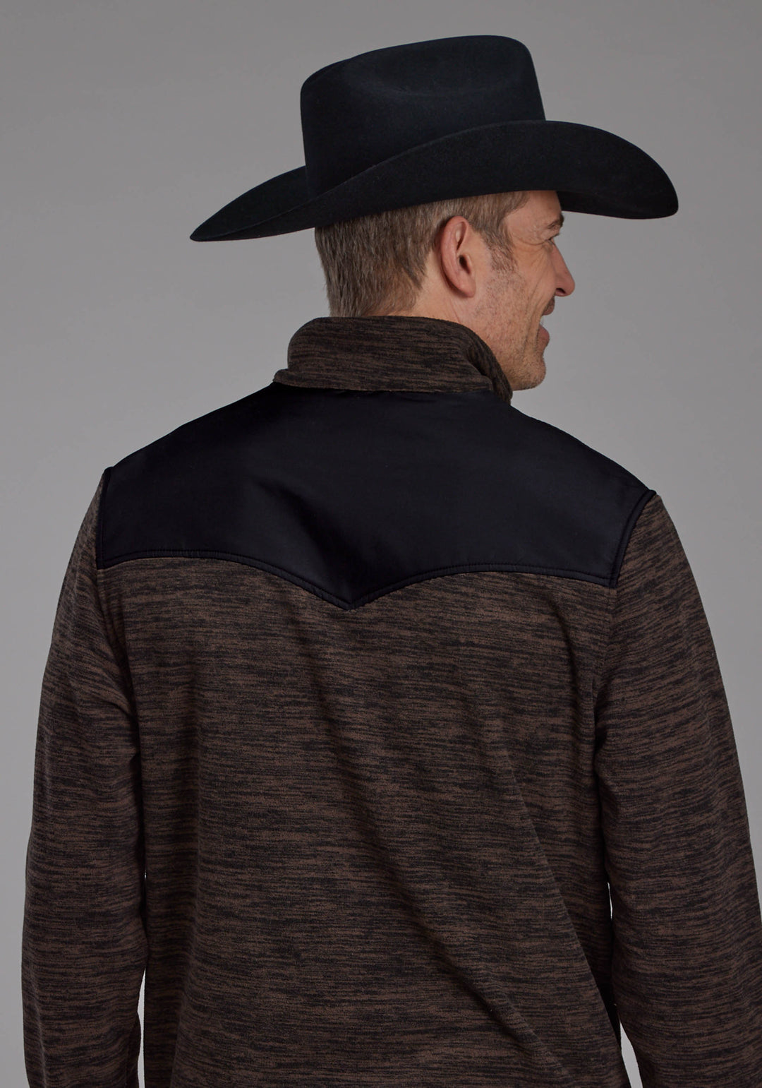 MENS BROWN BLACK MICRO FLEECE 3/4 ZIP FT ZIPPER JACKET