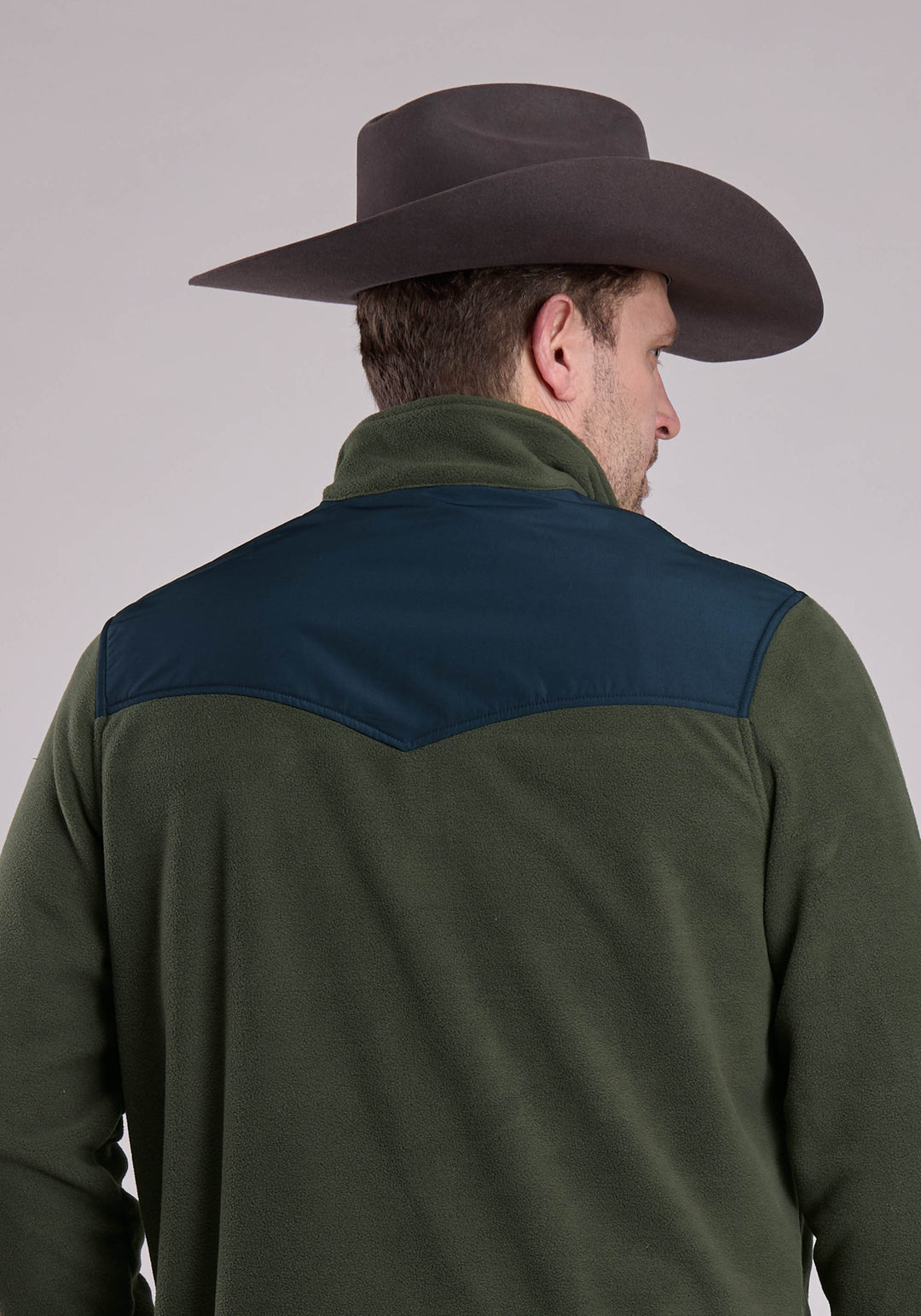 MENS JACKET ZIPPER SOLID OLIVE MICRO FLEECE WESTERN JACKET