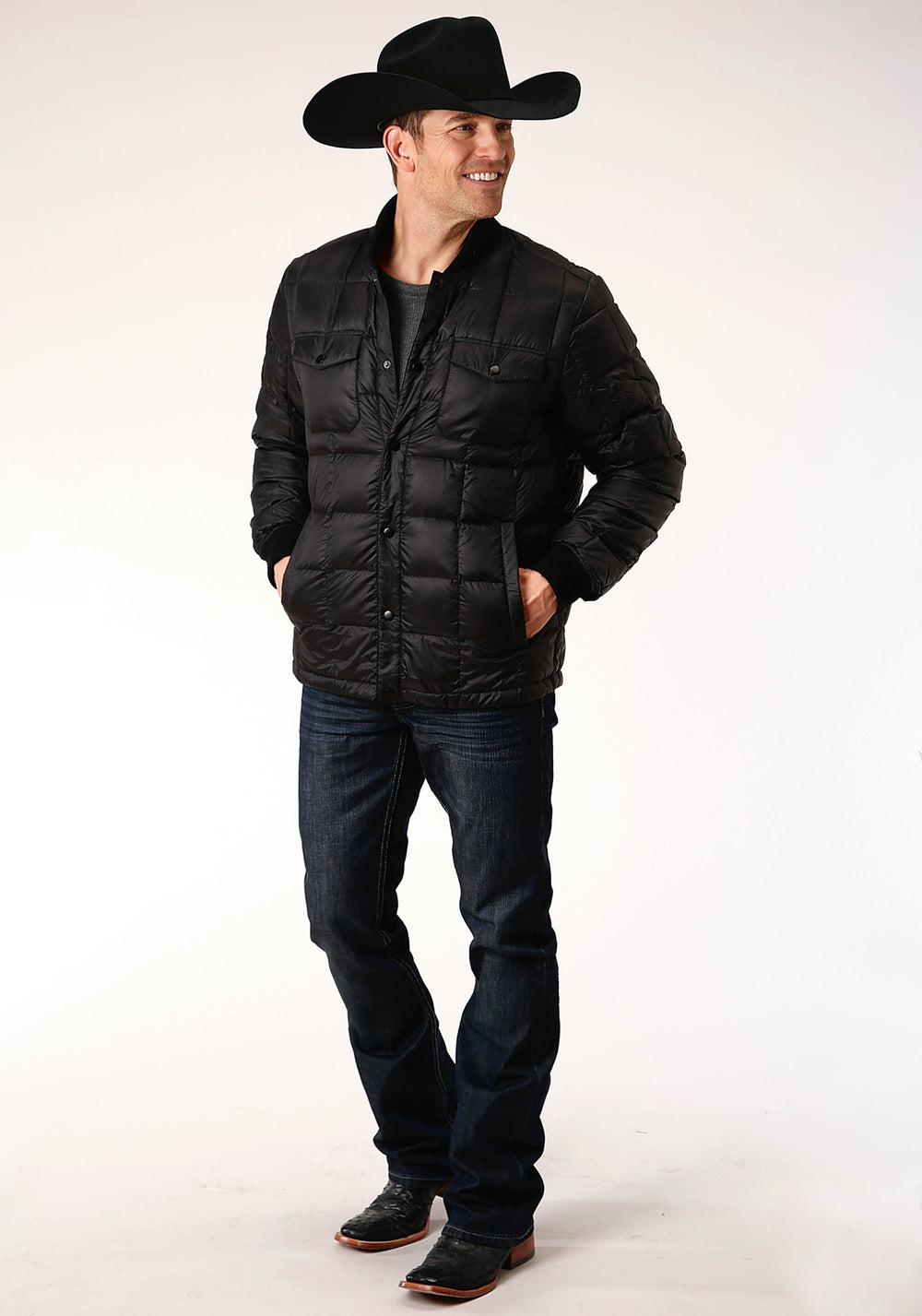 MENS DOWN PROOF COATED JACKET  BLACK