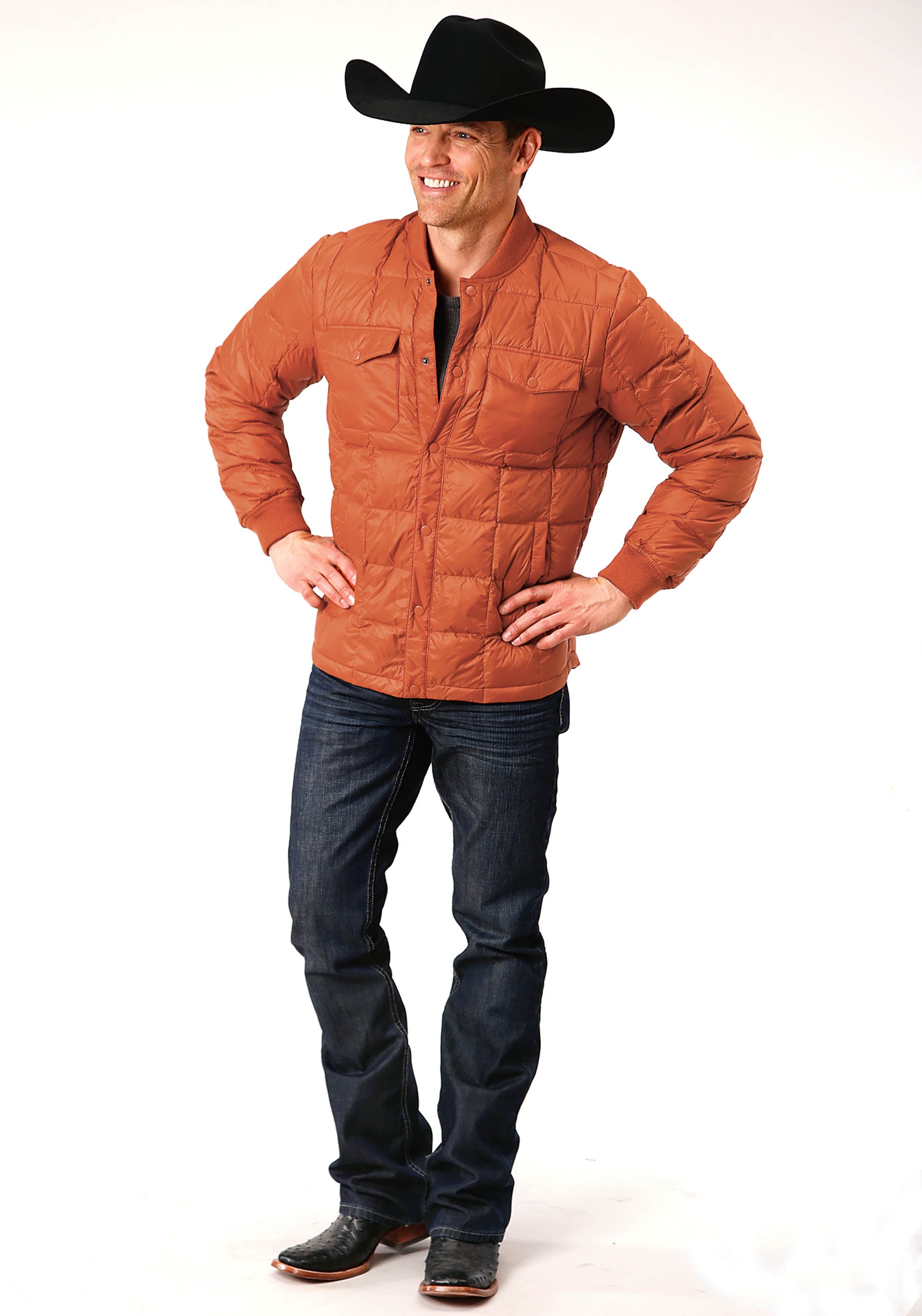 Mens Down Proof Coated Jacket Rust – Roper Apparel & Footwear