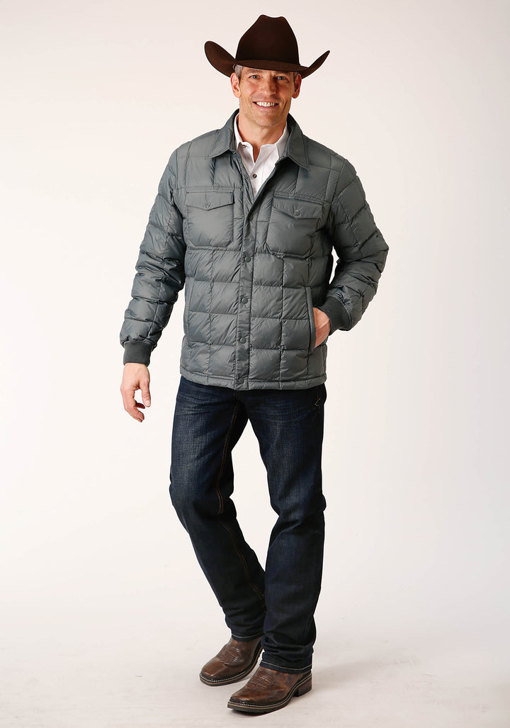 MENS SLVR SAGE NYLON DOWN PROOF COATED JACKET