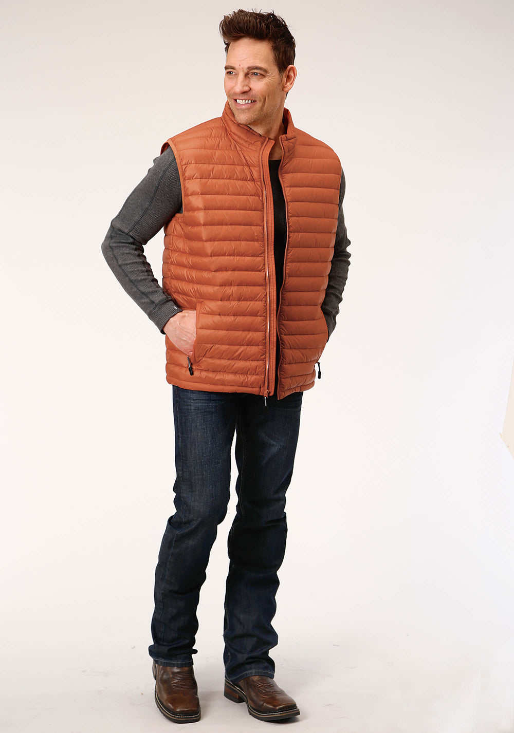 MENS DOWN PROOF COATED VEST  RUST VEST