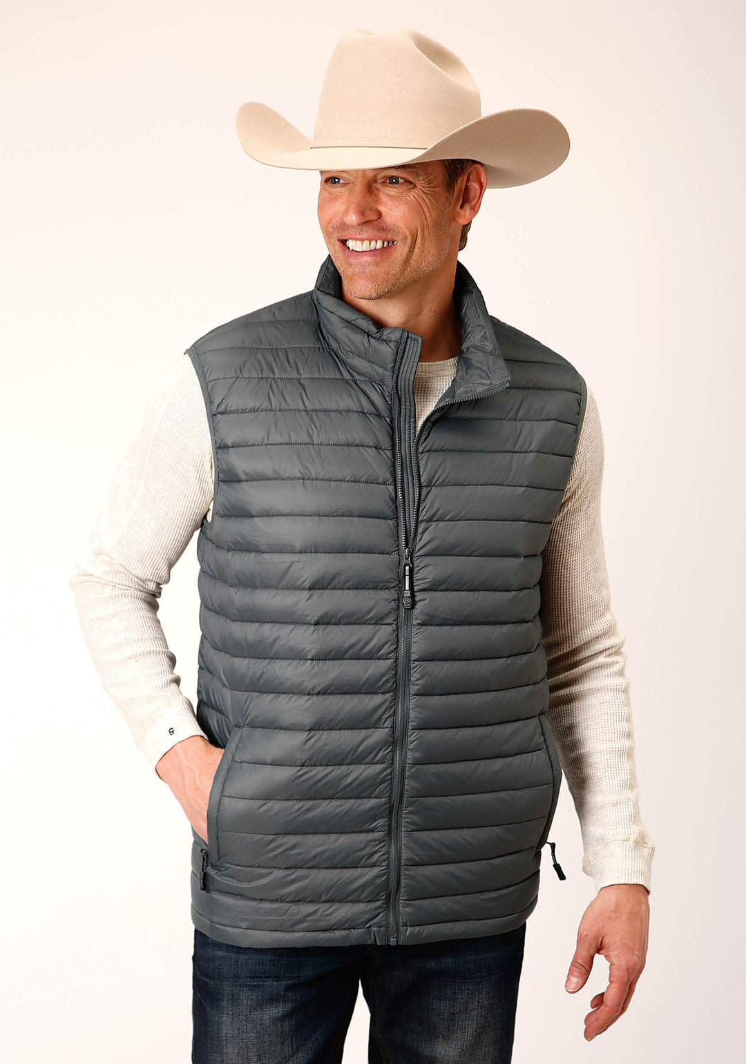 MENS BLACK NYLON DOWN PROOF COATED VEST