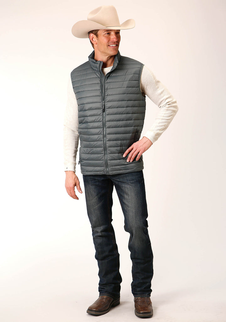 MENS BLACK NYLON DOWN PROOF COATED VEST