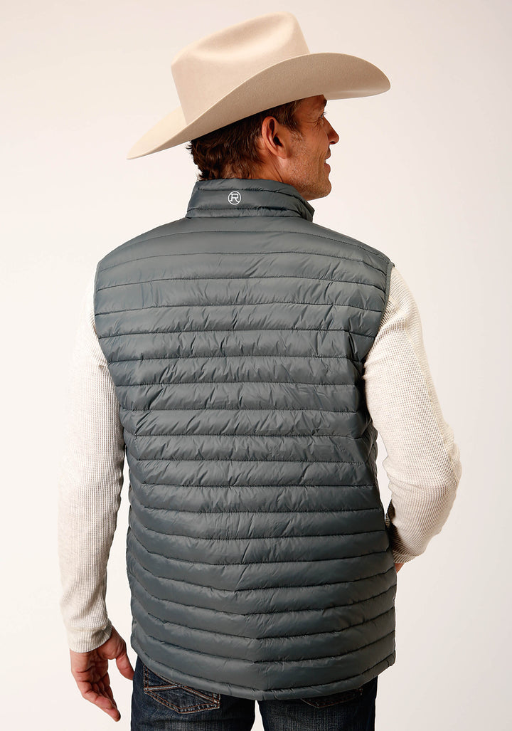 MENS BLACK NYLON DOWN PROOF COATED VEST