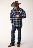 MENS LONG SLEEVE TALL FIT SNAP SHERPA LINED FLANNEL SHIRT JACKET