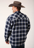 MENS LONG SLEEVE TALL FIT SNAP SHERPA LINED FLANNEL SHIRT JACKET