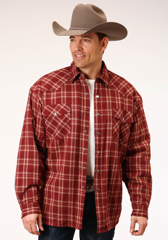 MENS LONG SLEEVE TALL FIT SNAP SHERPA LINED FLANNEL SHIRT JACKET