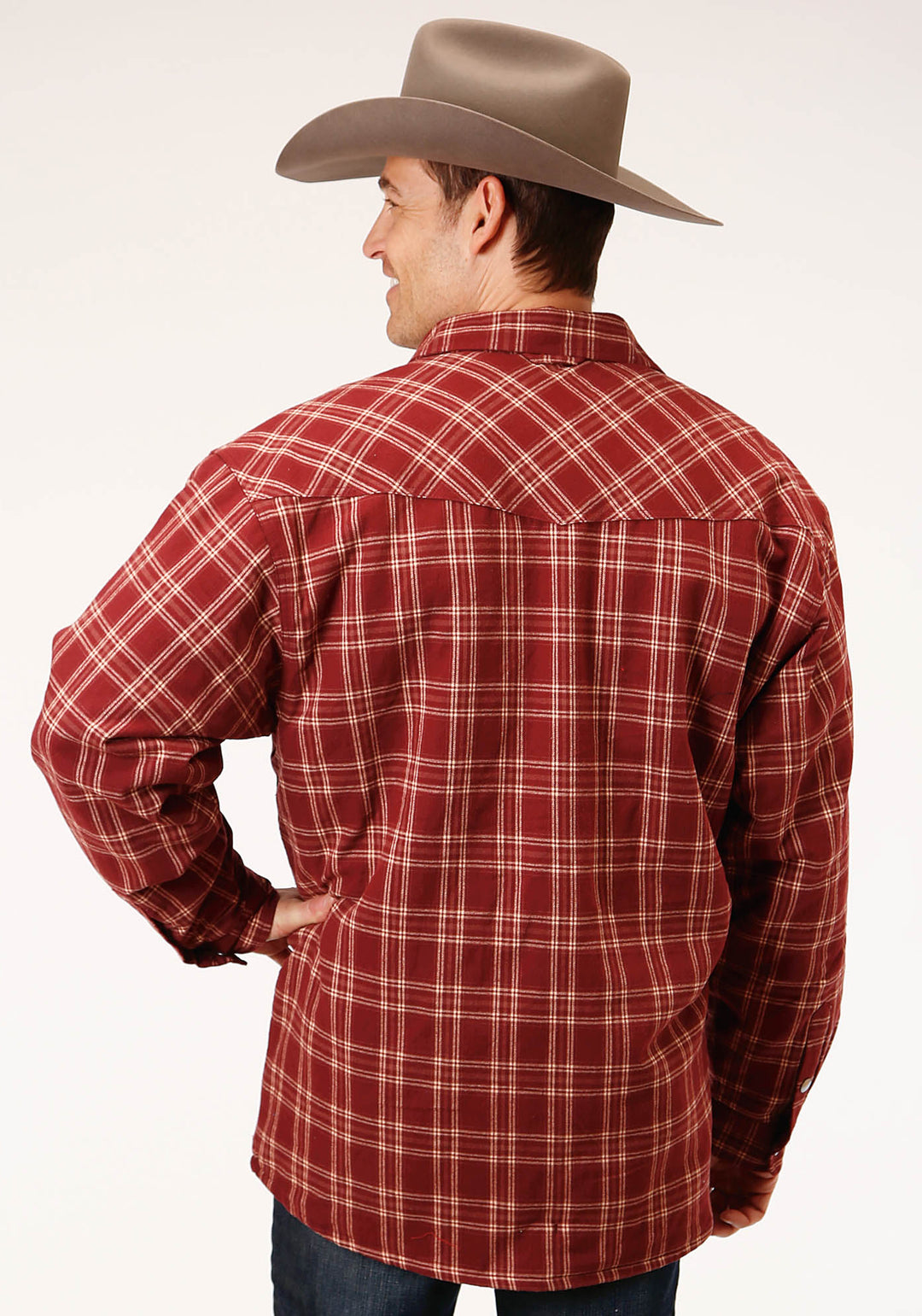 MENS LONG SLEEVE TALL FIT SNAP SHERPA LINED FLANNEL SHIRT JACKET