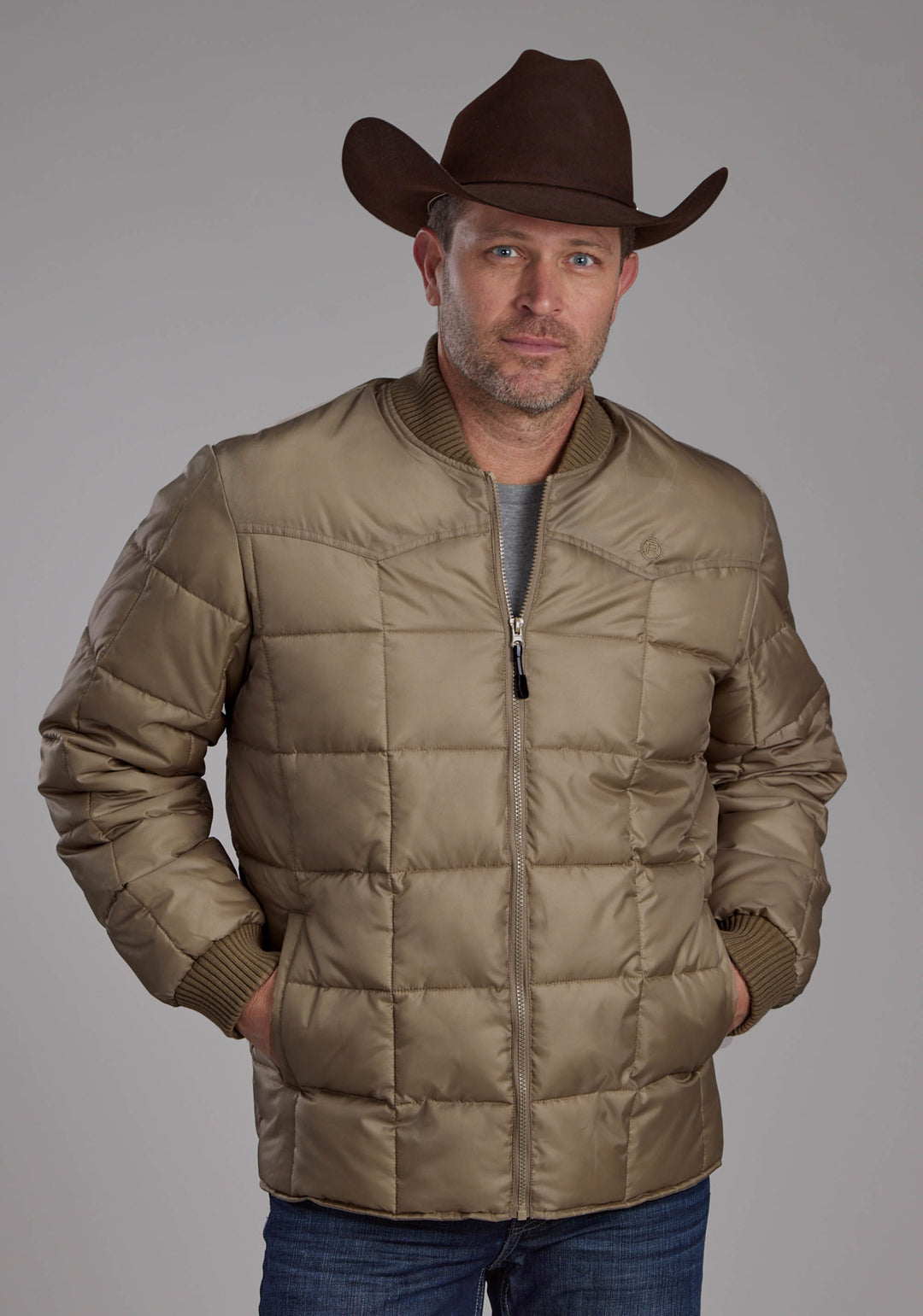 MENS KHAKI ZIPPER JACKET