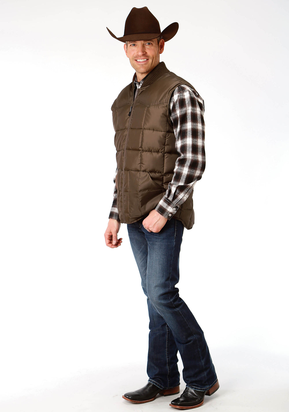 MENS BROWN POLY-FILLED VEST