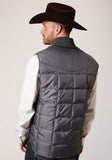 MENS GRAY QUILTED POLY FILLED ZIP FRONT VEST