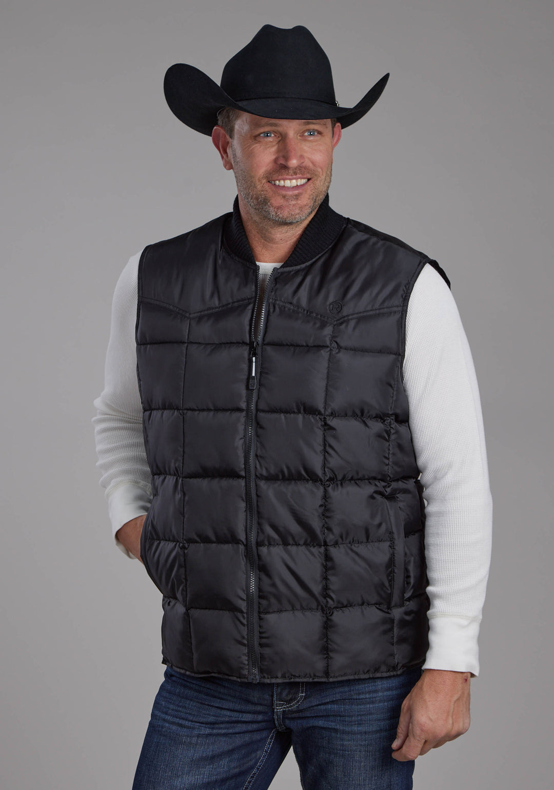 MENS BLACK ZIPPER VEST