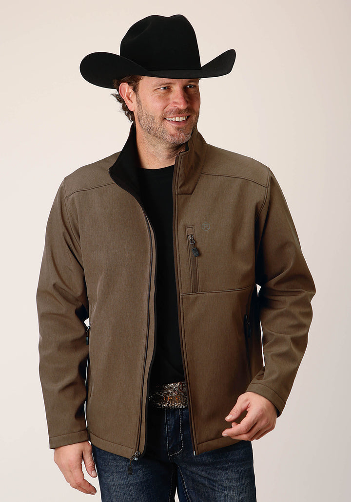 MENS HEATHER MOCHA SOFT SHELL JACKET