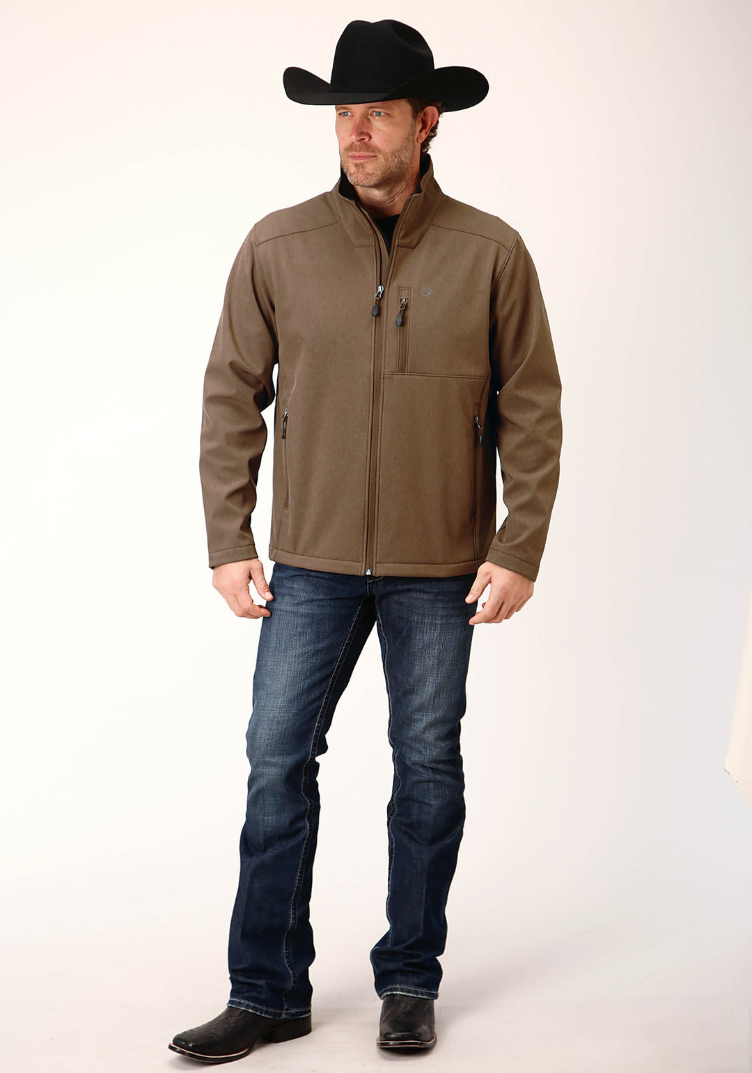 MENS HEATHER MOCHA SOFT SHELL JACKET